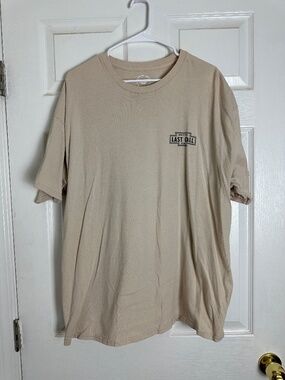 Last Call Co 100% Cotton Beige Graphic Print Short Sleeve Tee Men Size XXL